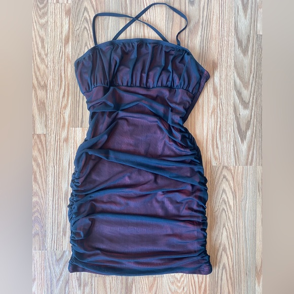 Mesh Ruched Mini Dress - Picture 3 of 4